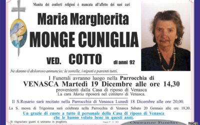 Monge Cuniglia Maria Margherita ved. Cotto